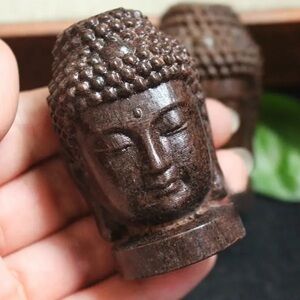 Collectible 1 carved Ebony wood face of Buddha